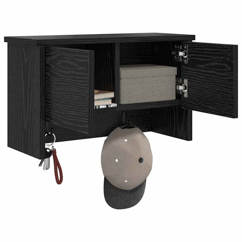 Casa si Gradina - Mobilier - Biblioteci si rafturi - Rafturi - Racator de paltoane montat pe perete cu raft Pe perete cu depozitare cu usa Stejar negru - Infinity.ro