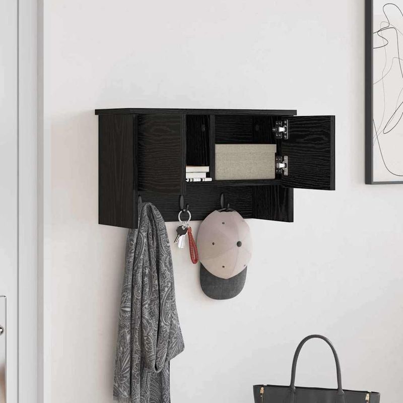 Casa si Gradina - Mobilier - Biblioteci si rafturi - Rafturi - Racator de paltoane montat pe perete cu raft Pe perete cu depozitare cu usa Stejar negru - Infinity.ro