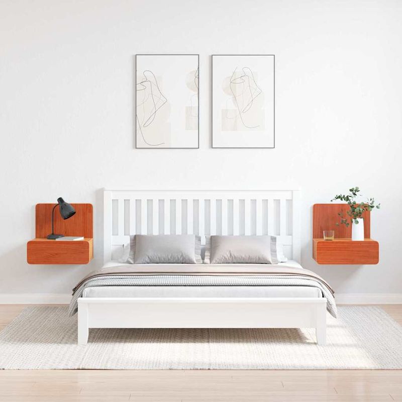 Casa si Gradina - Mobilier - Comode si corpuri - Noptiere - Noptiera Montata pe Perete 2 pcs Maro ceruit 44 x 32.5 x 40 cm - Infinity.ro