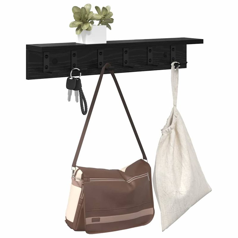 Casa si Gradina - Mobilier - Biblioteci si rafturi - Rafturi - Racator de paltoane montat pe perete cu raft Pe perete Stejar negru - Infinity.ro
