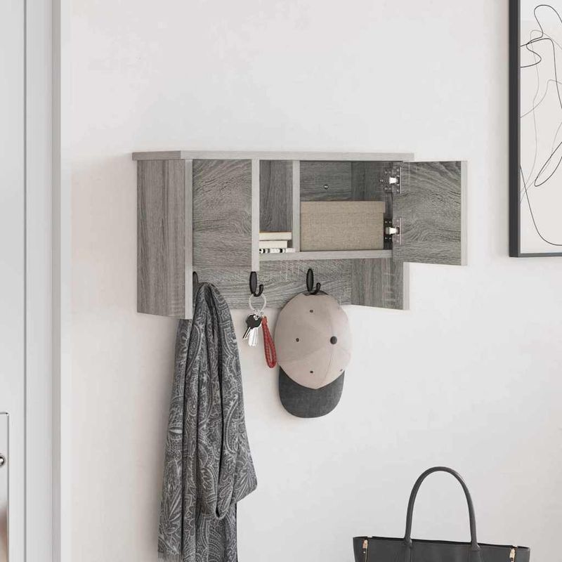 Casa si Gradina - Mobilier - Biblioteci si rafturi - Rafturi - Racator de paltoane montat pe perete sonoma gri 50 x 20 x 30 cm - Infinity.ro