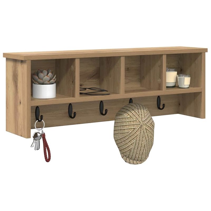 Casa si Gradina - Mobilier - Biblioteci si rafturi - Rafturi - Racator de paltoane montat pe perete cu raft Pe perete stejar artizanal - Infinity.ro