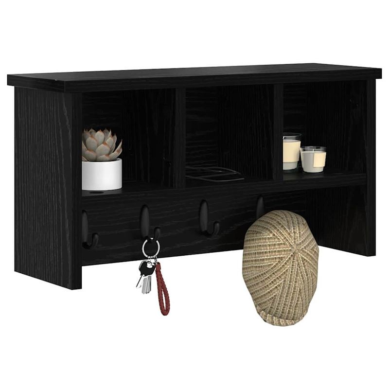 Casa si Gradina - Mobilier - Biblioteci si rafturi - Rafturi - Racator de paltoane montat pe perete cu raft Pe perete cu depozitare Stejar negru - Infinity.ro