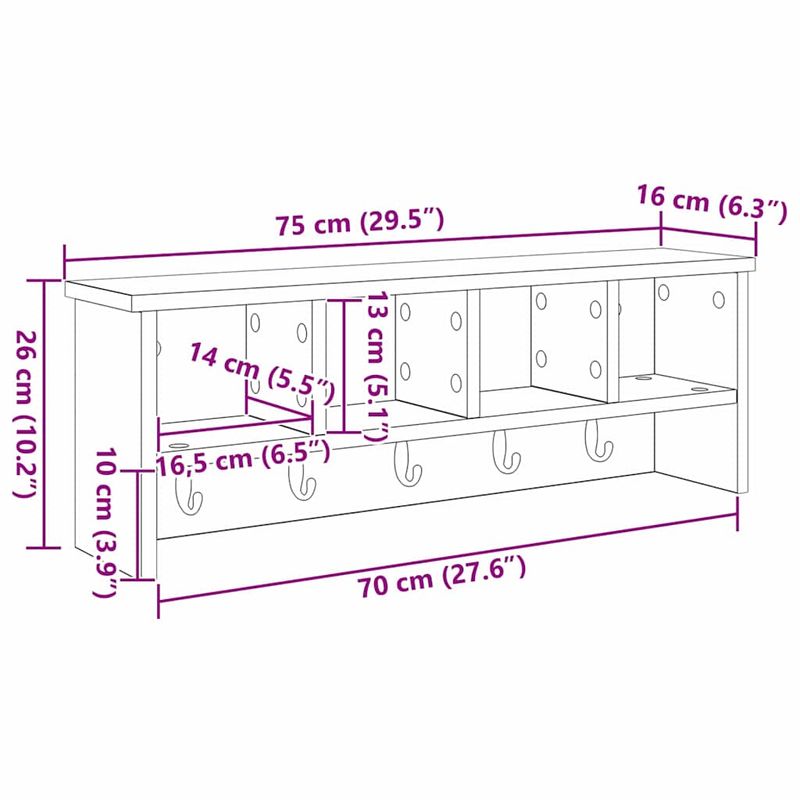 Casa si Gradina - Mobilier - Biblioteci si rafturi - Rafturi - Racator de paltoane montat pe perete cu raft Pe perete stejar artizanal - Infinity.ro