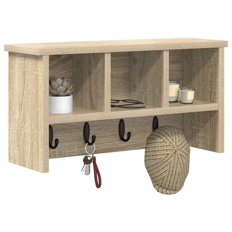 Casa si Gradina - Mobilier - Biblioteci si rafturi - Rafturi - Racator de paltoane montat pe perete cu raft Pe perete Stejar sonoma - Infinity.ro