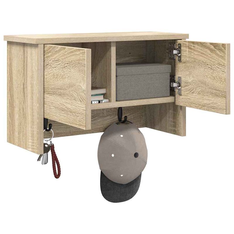 Casa si Gradina - Mobilier - Biblioteci si rafturi - Rafturi - Racator de paltoane montat pe perete cu raft Pe perete Stejar sonoma - Infinity.ro