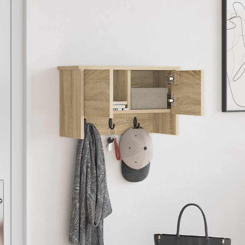 Casa si Gradina - Mobilier - Biblioteci si rafturi - Rafturi - Racator de paltoane montat pe perete cu raft Pe perete Stejar sonoma - Infinity.ro