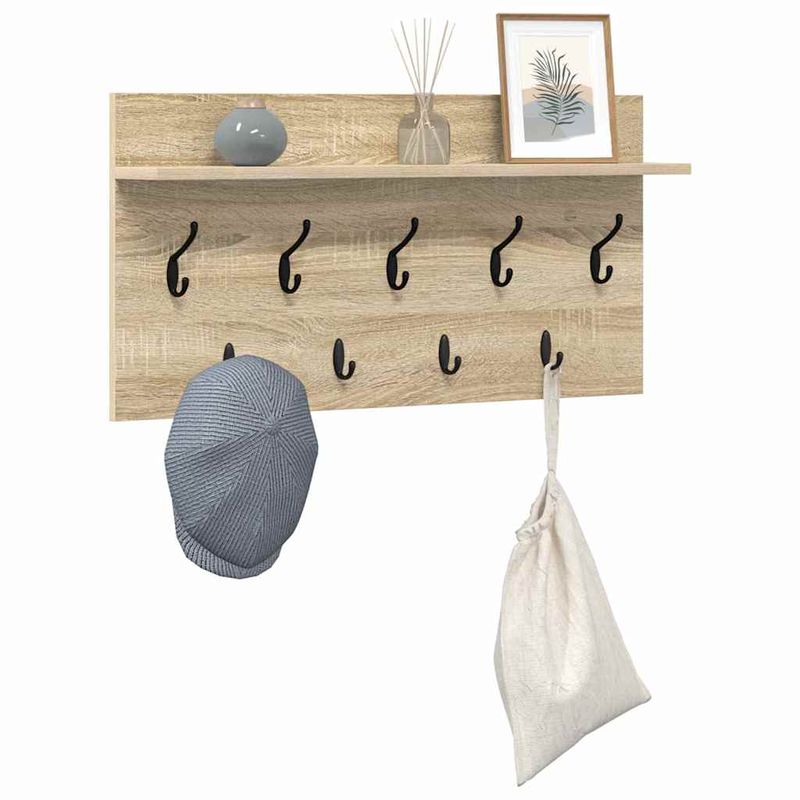 Casa si Gradina - Mobilier - Biblioteci si rafturi - Rafturi - Racator de paltoane montat pe perete cu raft Pe perete Stejar sonoma - Infinity.ro