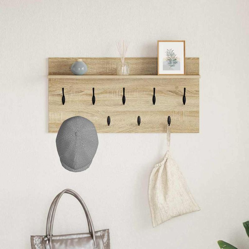 Casa si Gradina - Mobilier - Biblioteci si rafturi - Rafturi - Racator de paltoane montat pe perete cu raft Pe perete Stejar sonoma - Infinity.ro