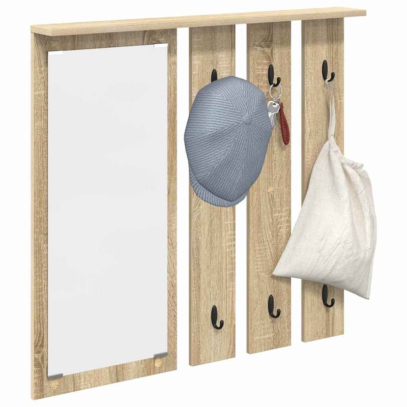 Casa si Gradina - Mobilier - Biblioteci si rafturi - Rafturi - Racator de paltoane montat pe perete cu raft Pe perete cu oglinda Stejar sonoma - Infinity.ro