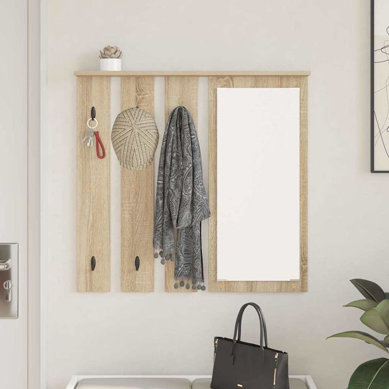 Casa si Gradina - Mobilier - Biblioteci si rafturi - Rafturi - Racator de paltoane montat pe perete cu raft Pe perete cu oglinda Stejar sonoma - Infinity.ro