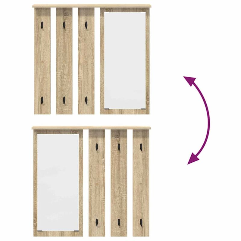 Casa si Gradina - Mobilier - Biblioteci si rafturi - Rafturi - Racator de paltoane montat pe perete cu raft Pe perete cu oglinda Stejar sonoma - Infinity.ro