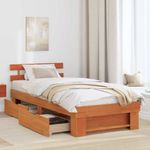 Casa si Gradina - Mobilier - Paturi si accesorii - Paturi - Cadru de pat cu sertar cu headboard cu depozitare Maro ceruit 80 x 200 cm Lemn de brad - Infinity.ro