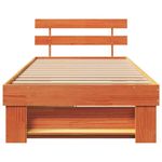 Casa si Gradina - Mobilier - Paturi si accesorii - Paturi - Cadru de pat cu sertar cu headboard cu depozitare Maro ceruit 80 x 200 cm Lemn de brad - Infinity.ro