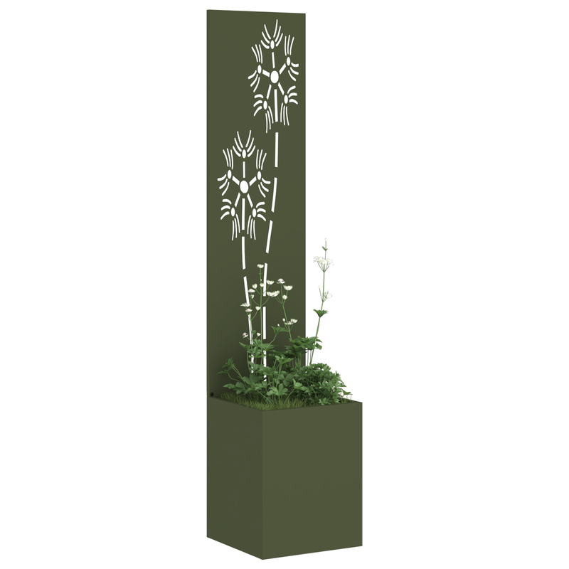 Casa si Gradina - Gradinarit si plante - Plante si ghivece - Ghivece si suporturi - Ghiveci de Gradina cu Panou Decorativ Verde oliv 32 x 140 cm - Infinity.ro