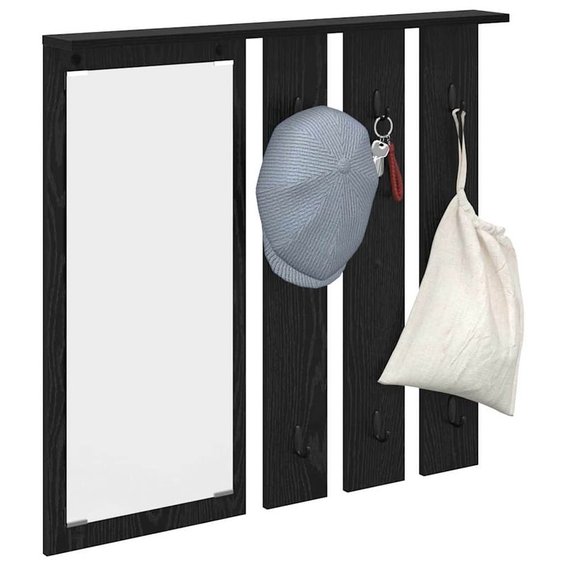Casa si Gradina - Mobilier - Biblioteci si rafturi - Rafturi - Racator de paltoane montat pe perete cu raft Pe perete cu oglinda Stejar negru - Infinity.ro