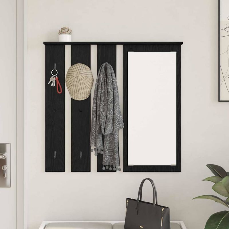 Casa si Gradina - Mobilier - Biblioteci si rafturi - Rafturi - Racator de paltoane montat pe perete cu raft Pe perete cu oglinda Stejar negru - Infinity.ro
