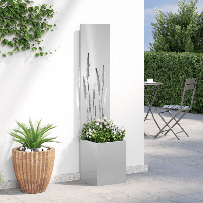 Casa si Gradina - Gradinarit si plante - Plante si ghivece - Ghivece si suporturi - Ghiveci de Gradina cu Panou Decorativ Argintiu 32 x 140 cm - Infinity.ro