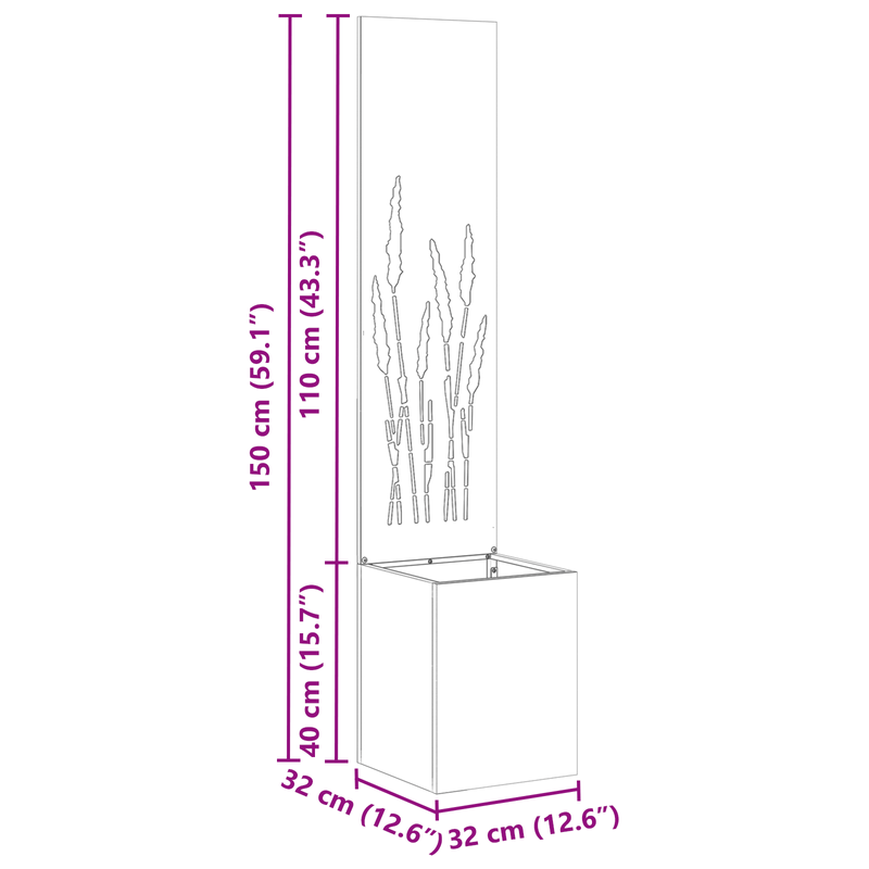 Casa si Gradina - Gradinarit si plante - Plante si ghivece - Ghivece si suporturi - Ghiveci de Gradina cu Panou Decorativ Argintiu 32 x 140 cm - Infinity.ro