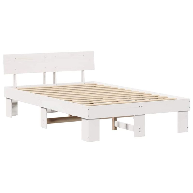 Casa si Gradina - Mobilier - Paturi si accesorii - Paturi - Cadru de pat cu headboard Alb 120 x 200 cm Lemn de brad solid - Infinity.ro