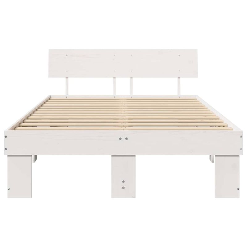 Casa si Gradina - Mobilier - Paturi si accesorii - Paturi - Cadru de pat cu headboard Alb 120 x 200 cm Lemn de brad solid - Infinity.ro