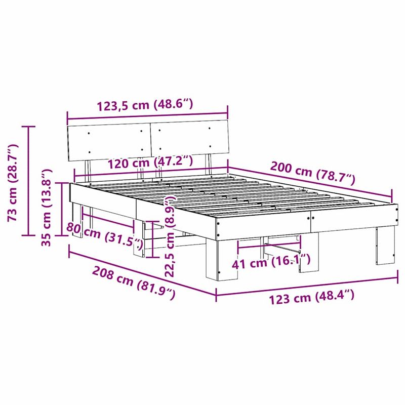 Casa si Gradina - Mobilier - Paturi si accesorii - Paturi - Cadru de pat cu headboard Alb 120 x 200 cm Lemn de brad solid - Infinity.ro