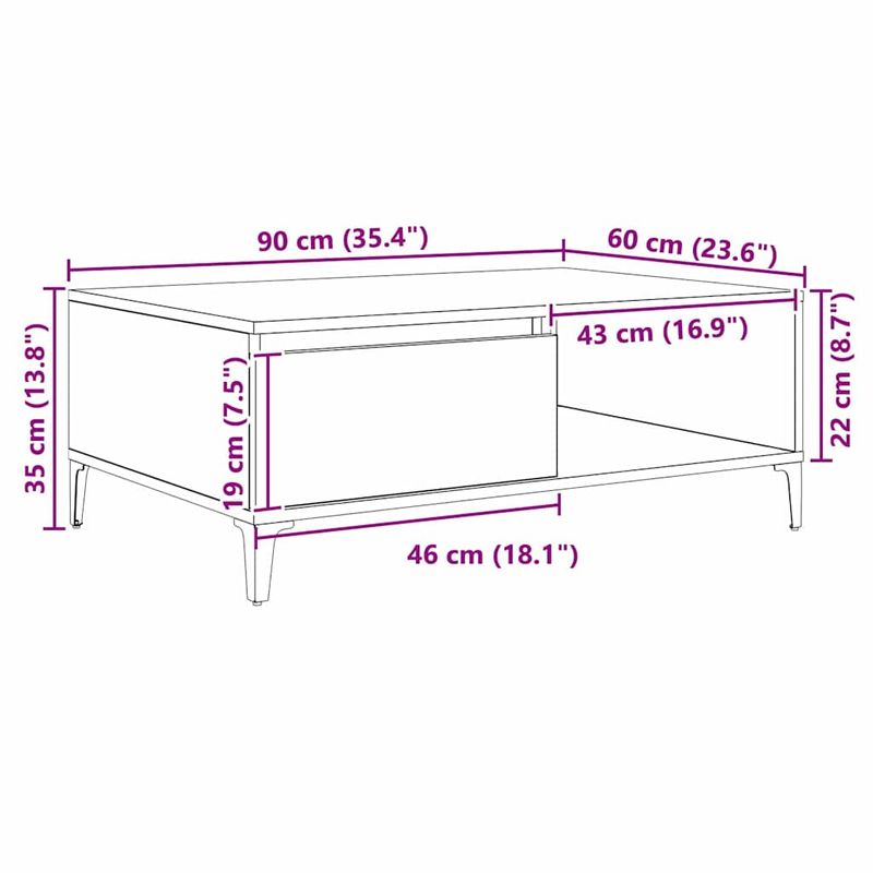 Casa si Gradina - Mobilier - Mese si birouri - Masute de cafea - Masa de cafea cu raft Lemn vechi 90 x 60 x 35 cm Lemn compozit - Infinity.ro