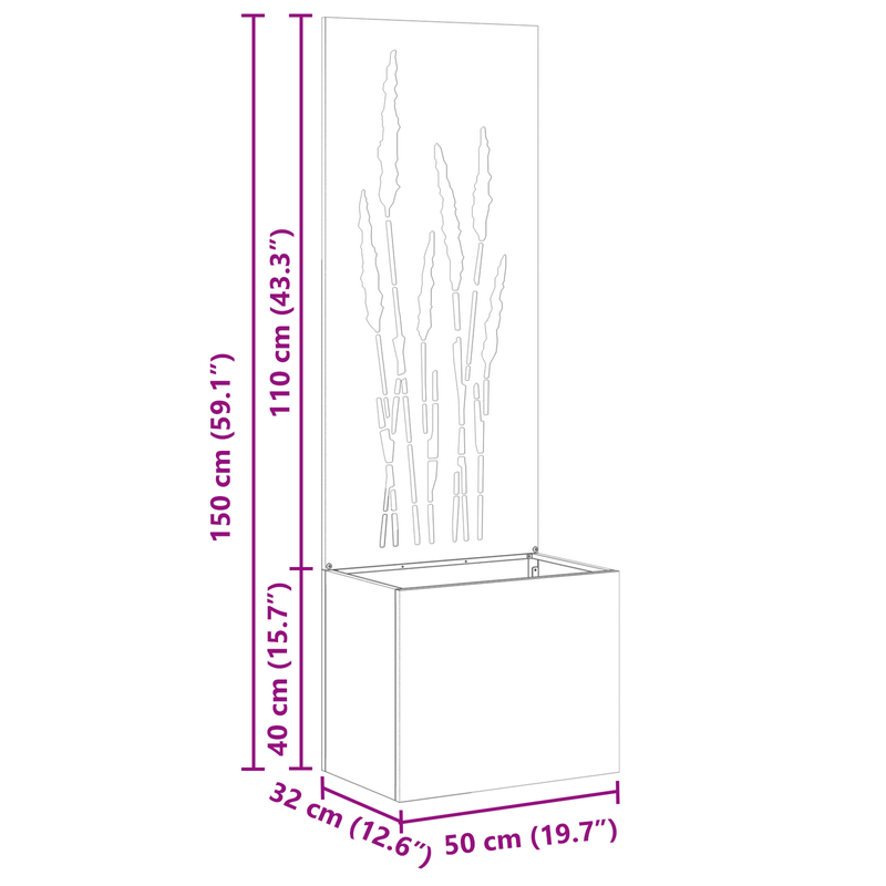 Casa si Gradina - Gradinarit si plante - Plante si ghivece - Ghivece si suporturi - Ghiveci de Gradina cu Panou Decorativ Negru 50 x 140 cm - Infinity.ro