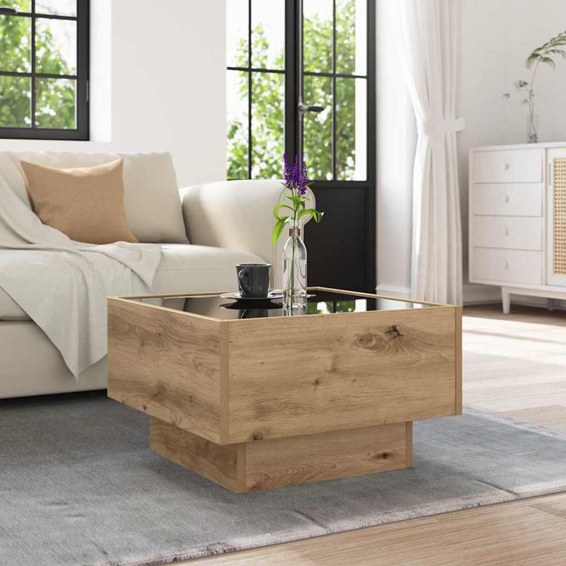 Casa si Gradina - Mobilier - Mese si birouri - Masute de cafea - Masa de cafea stejar artizanal 50 x 50 x 30 cm Lemn compozit - Infinity.ro
