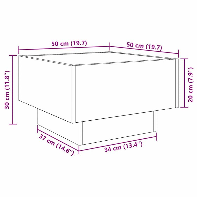 Casa si Gradina - Mobilier - Mese si birouri - Masute de cafea - Masa de cafea stejar artizanal 50 x 50 x 30 cm Lemn compozit - Infinity.ro