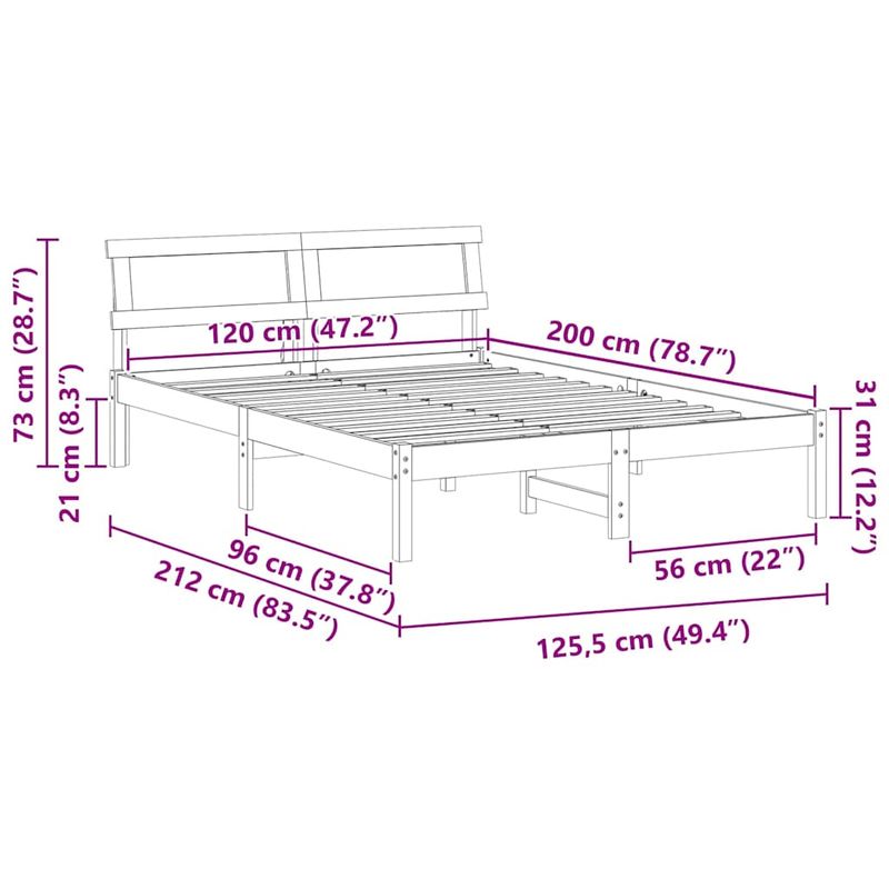 Casa si Gradina - Mobilier - Paturi si accesorii - Paturi - Cadru de pat Maro 120 x 200 cm Lemn de brad solid - Infinity.ro