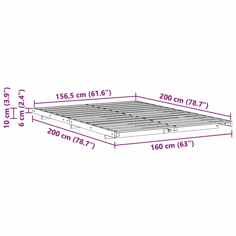 Casa si Gradina - Mobilier - Paturi si accesorii - Paturi - Cadru de pat de podea Alb 160 x 200 cm Lemn masiv de pin - Infinity.ro