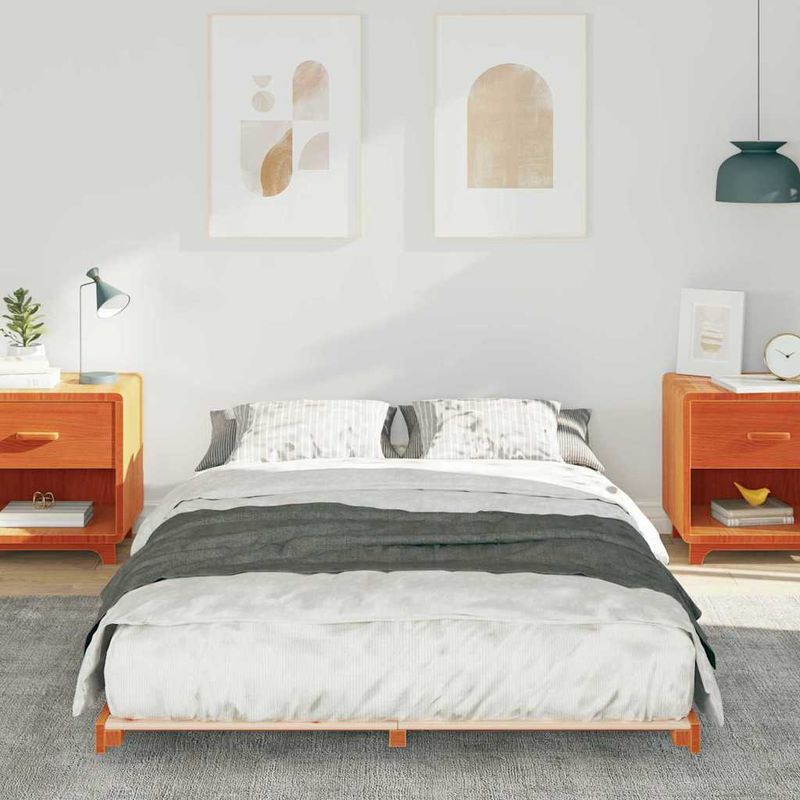 Casa si Gradina - Mobilier - Paturi si accesorii - Paturi - Cadru de pat de podea Maro ceruit 120 x190 cm Lemn masiv de pin - Infinity.ro