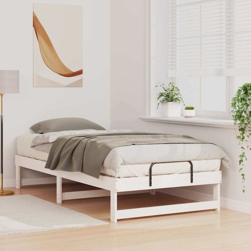Casa si Gradina - Mobilier - Paturi si accesorii - Paturi - Cadru de pat cu maneri de transport Alb 90 x 200 cm - Infinity.ro