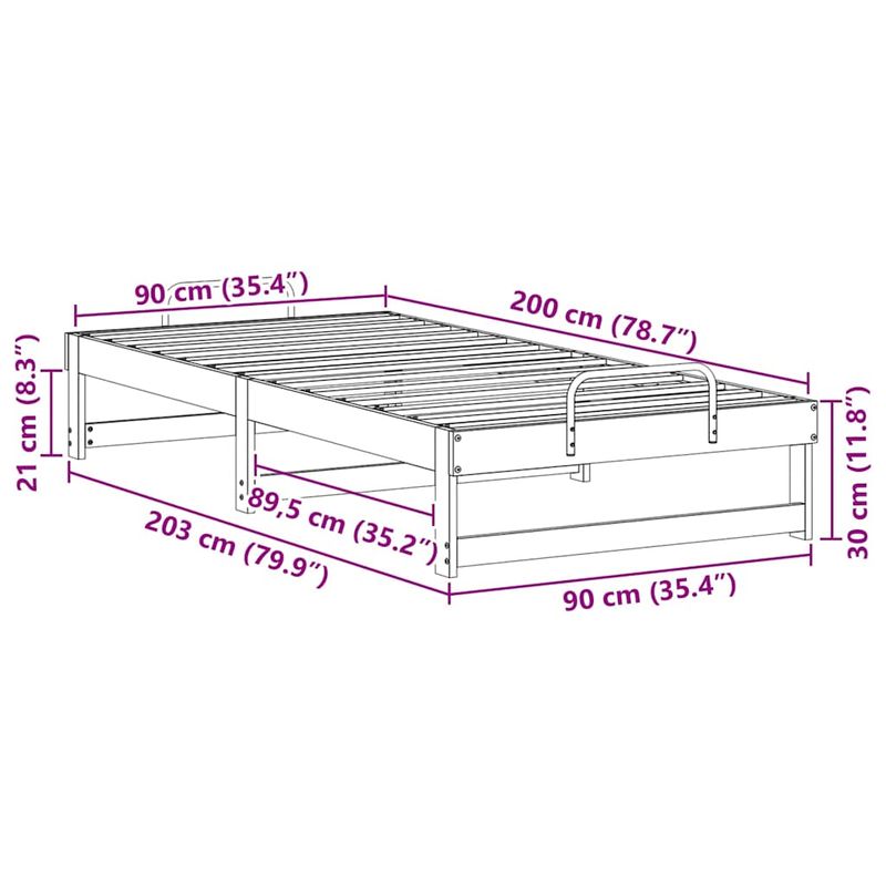 Casa si Gradina - Mobilier - Paturi si accesorii - Paturi - Cadru de pat cu maneri de transport Alb 90 x 200 cm - Infinity.ro