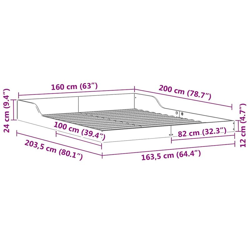 Casa si Gradina - Mobilier - Paturi si accesorii - Paturi - Cadru de pat Alb 160 x 200 cm Lemn de brad - Infinity.ro