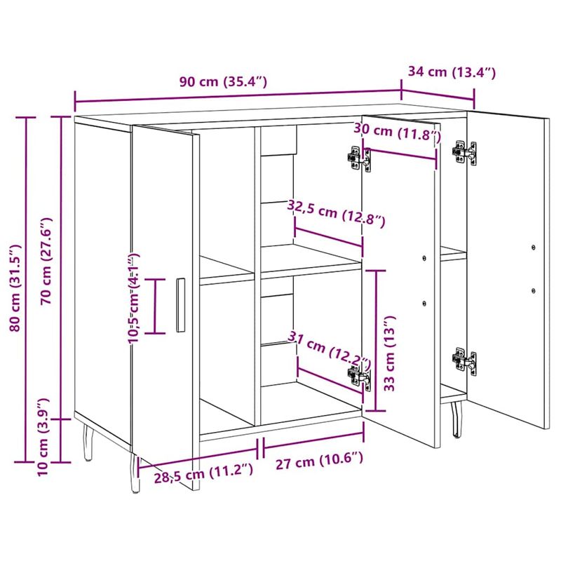 Casa si Gradina - Mobilier - Comode si corpuri - Comode - Bufet cu depozitare cu usa Negru 90 x 34 x 80 cm Lemn compozit - Infinity.ro