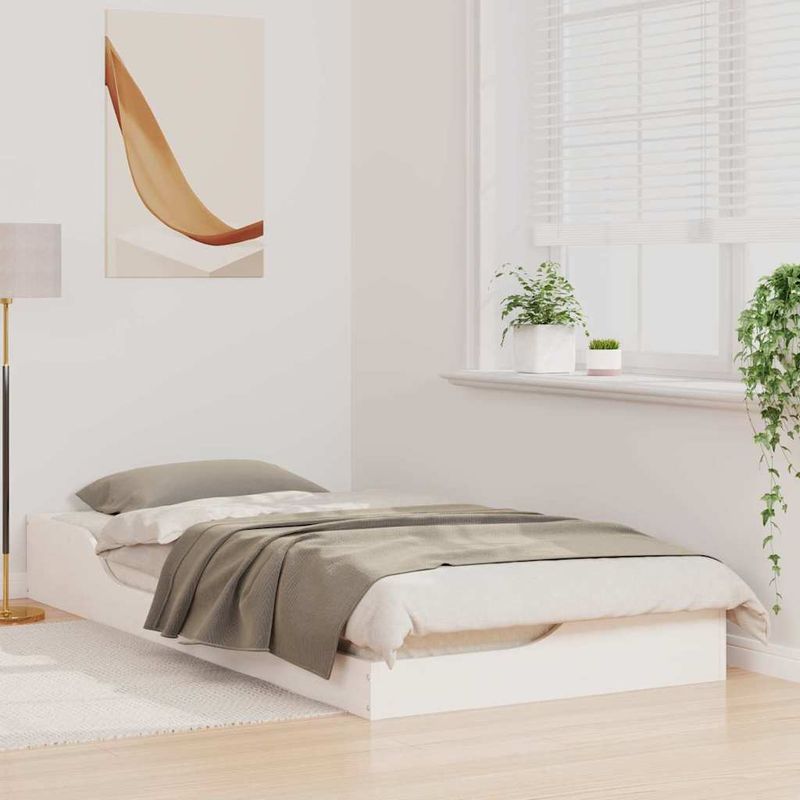 Casa si Gradina - Mobilier - Paturi si accesorii - Paturi - Cadru de pat de podea Alb 100 x 200 cm Lemn de brad solid - Infinity.ro