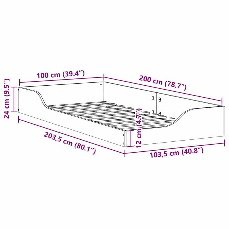 Casa si Gradina - Mobilier - Paturi si accesorii - Paturi - Cadru de pat de podea Alb 100 x 200 cm Lemn de brad solid - Infinity.ro