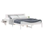 Casa si Gradina - Mobilier - Paturi si accesorii - Paturi - Cadru de pat cu mese laterale cu headboard Alb 160 x 200 cm - Infinity.ro