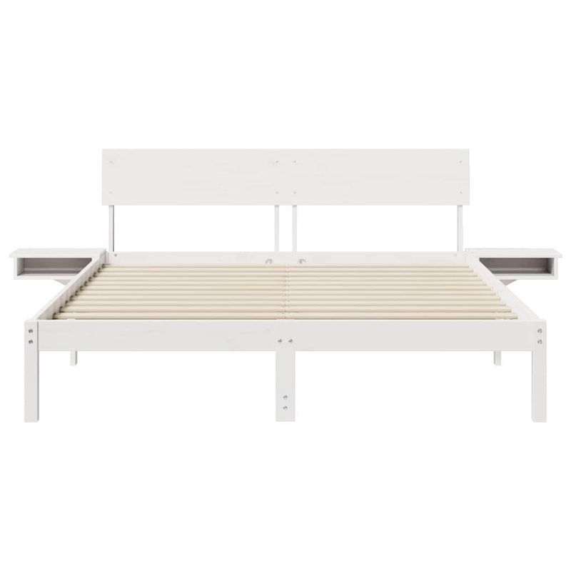 Casa si Gradina - Mobilier - Paturi si accesorii - Paturi - Cadru de pat cu mese laterale cu headboard Alb 160 x 200 cm - Infinity.ro