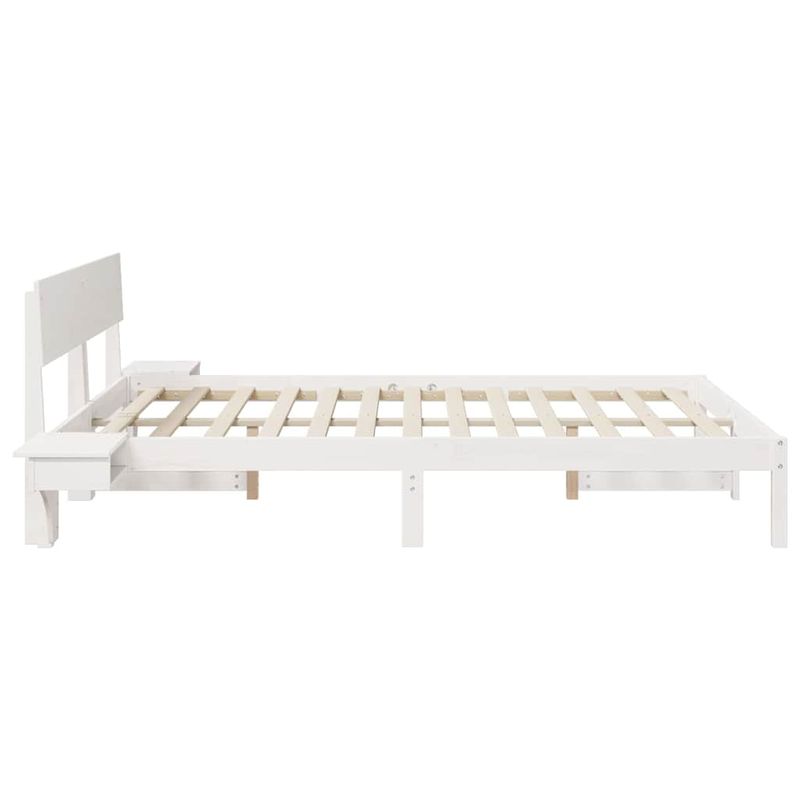 Casa si Gradina - Mobilier - Paturi si accesorii - Paturi - Cadru de pat cu mese laterale cu headboard Alb 160 x 200 cm - Infinity.ro