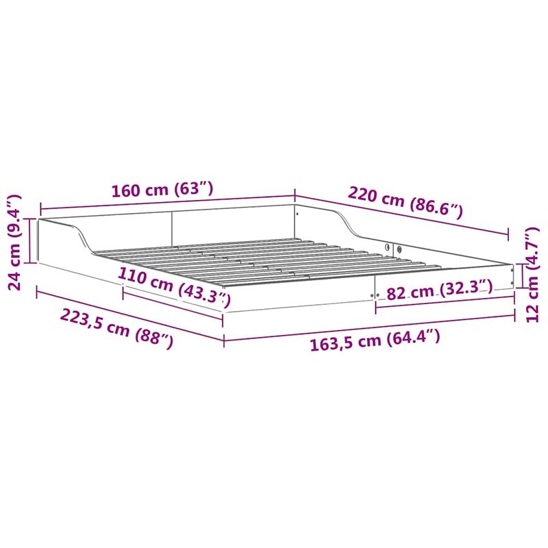 Casa si Gradina - Mobilier - Paturi si accesorii - Paturi - Cadru de pat Alb 160 x 220 cm lemn - Infinity.ro