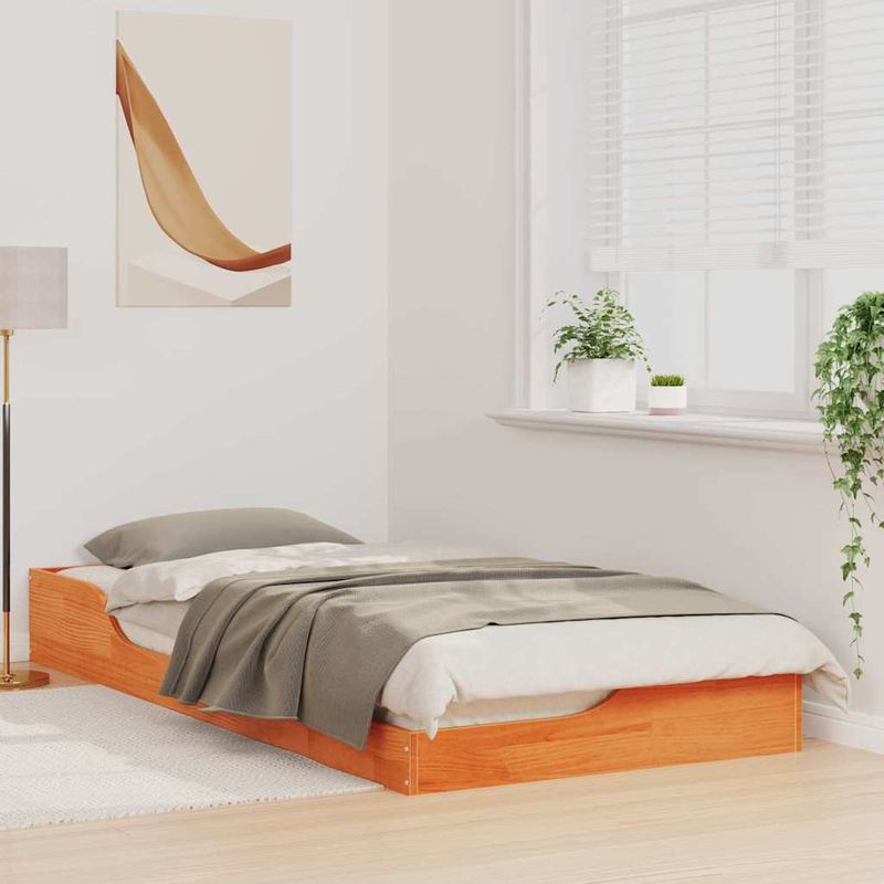 Casa si Gradina - Mobilier - Paturi si accesorii - Paturi - Cadru de pat de podea Maro ceruit 100 x 200 cm - Infinity.ro