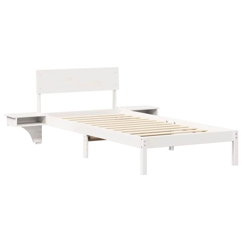 Casa si Gradina - Mobilier - Paturi si accesorii - Paturi - Cadru de pat cu mese laterale Alb 90 x 190 cm Lemn masiv de pin - Infinity.ro