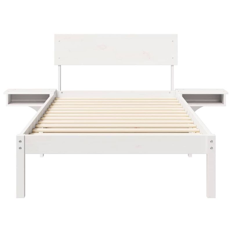 Casa si Gradina - Mobilier - Paturi si accesorii - Paturi - Cadru de pat cu mese laterale Alb 90 x 190 cm Lemn masiv de pin - Infinity.ro