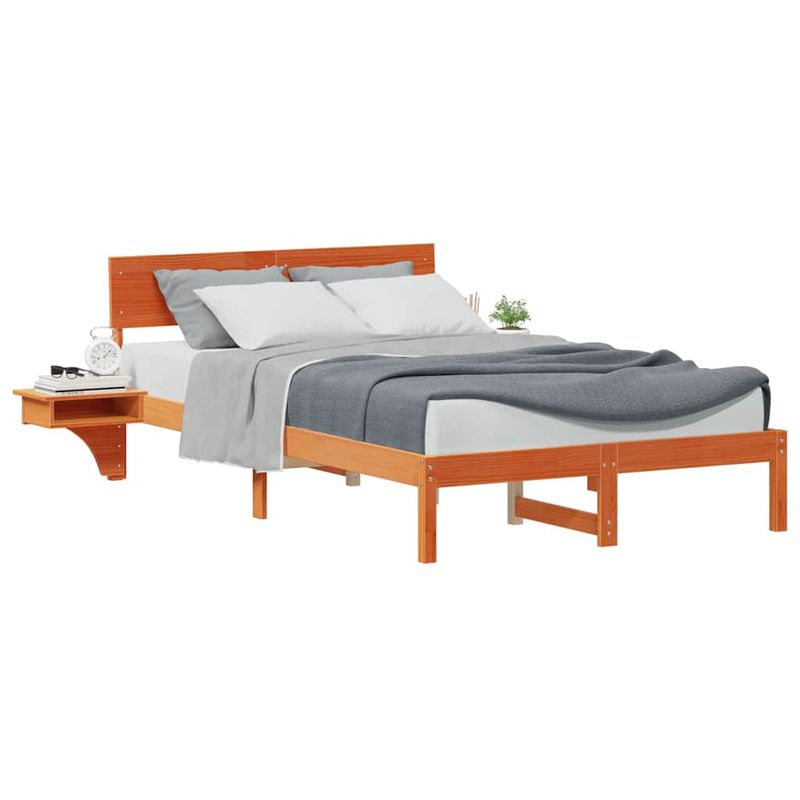 Casa si Gradina - Mobilier - Paturi si accesorii - Paturi - Cadru de pat cu mese laterale Maro ceruit 120 x 190 cm - Infinity.ro
