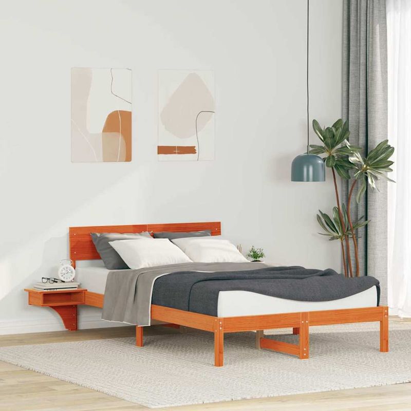 Casa si Gradina - Mobilier - Paturi si accesorii - Paturi - Cadru de pat cu mese laterale Maro ceruit 140 x 200 cm - Infinity.ro