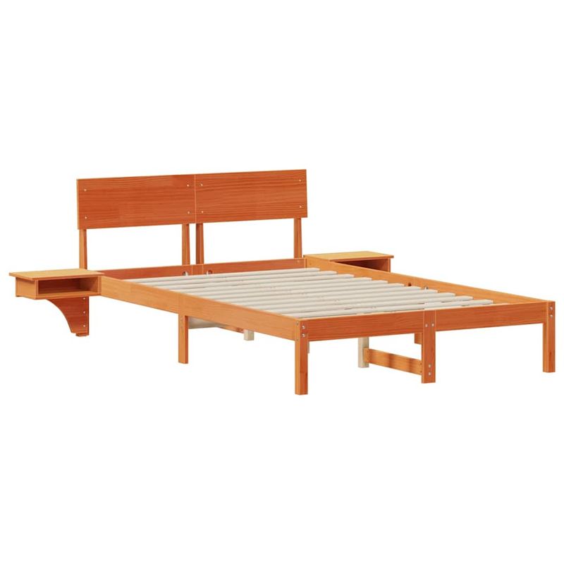 Casa si Gradina - Mobilier - Paturi si accesorii - Paturi - Cadru de pat cu mese laterale Maro ceruit 140 x 200 cm - Infinity.ro