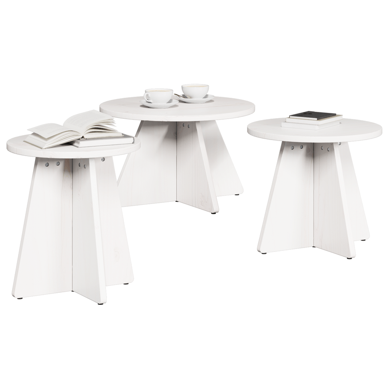 Casa si Gradina - Mobilier - Mese si birouri - Masute de cafea - Set de masute de cafea 3 pcs Alb 49 x 49 x 30 cm - Infinity.ro